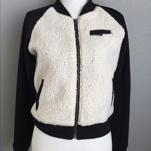 Members Only Sherpa Varsity Zip Up Jacket Size S
